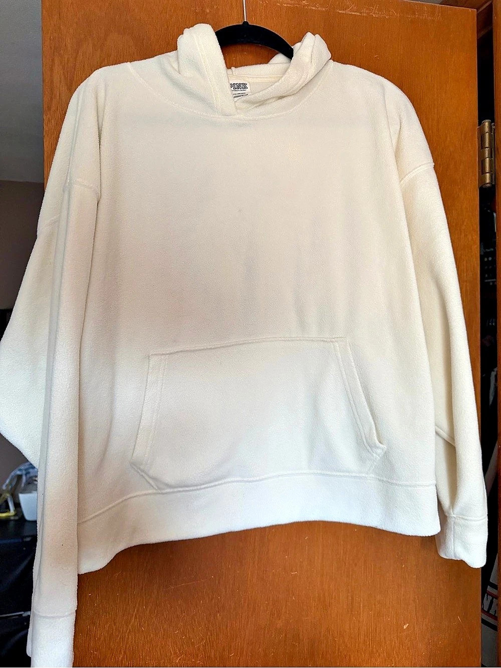 PINK White Cowl Neck Hoodie